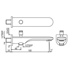 Излив для ванны 180 мм Jaquar Opal Prime SPJ-CHR-15463PM