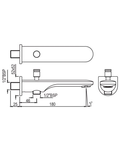Излив для ванны 180 мм Jaquar Opal Prime SPJ-CHR-15463PM