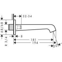 Излив для ванны 181 мм Axor Citterio E 36425000