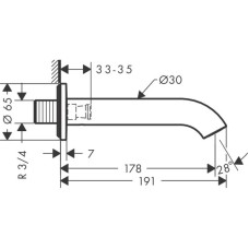 Излив для ванны 178 мм Axor Uno 38411000