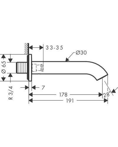 Излив для ванны 178 мм Axor Uno 38411000