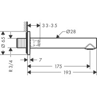 Излив для ванны 175 мм Axor Uno 45410000