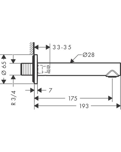 Излив для ванны 175 мм Axor Uno 45410000