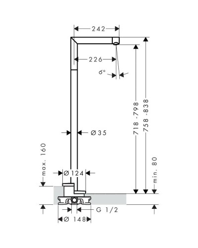 Излив для ванны 226 мм Axor Uno 45412000