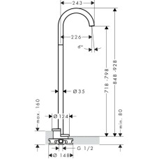 Излив для ванны 226 мм Axor Uno 38412000