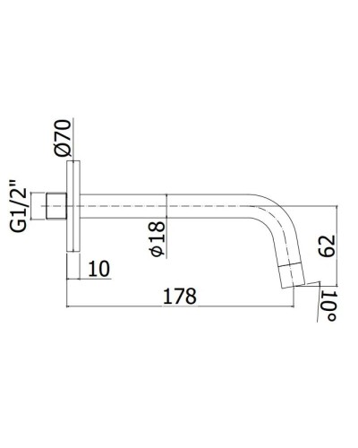 Излив для ванны 178 мм Paffoni Light ZBOC045NO