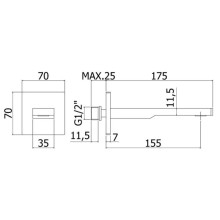 Излив для ванны 155 мм Paffoni Tango ZBOC120NO