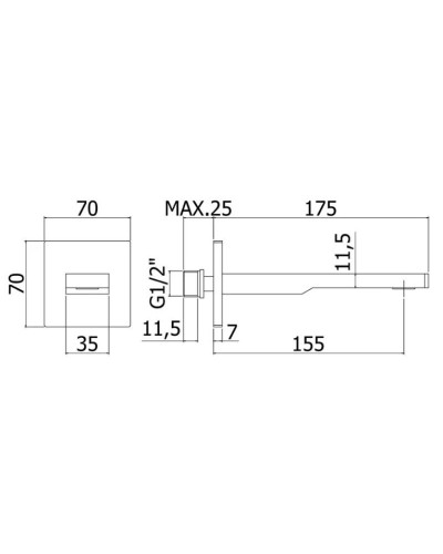 Излив для ванны 155 мм Paffoni Tango ZBOC120NO