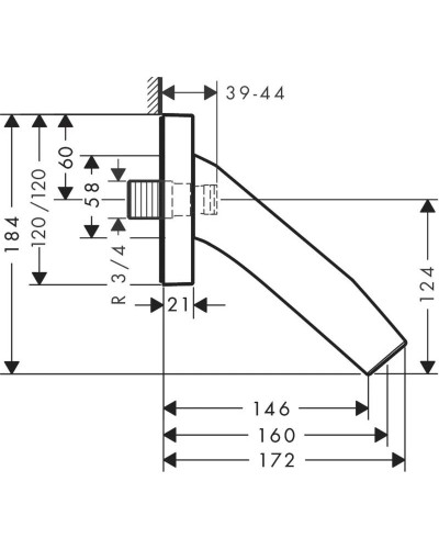 Излив для ванны 160 мм Axor Starck Organic 12417330