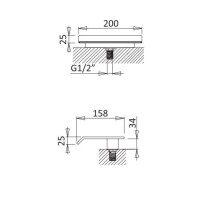 Излив на борт ванны 158 мм Cezares Porta PORTA-SCV-NOP