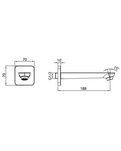 Излив для ванны 188 мм IDDIS Slide SLISB00i63