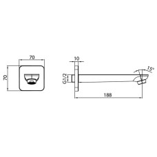 Излив для ванны 188 мм IDDIS Slide SLIBL00i63