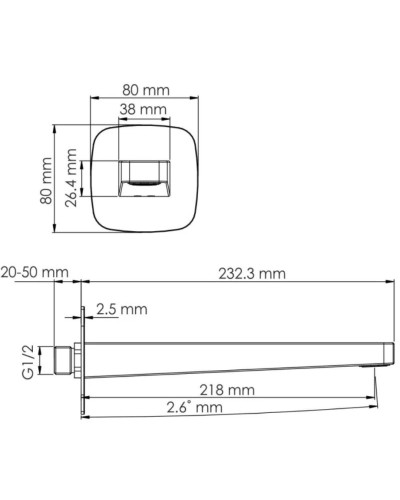 Излив для ванны 218 мм WasserKRAFT Nuthe A315