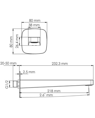 Излив для ванны 218 мм WasserKRAFT Saale A316