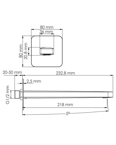 Излив для ванны 218 мм WasserKRAFT Spree A274