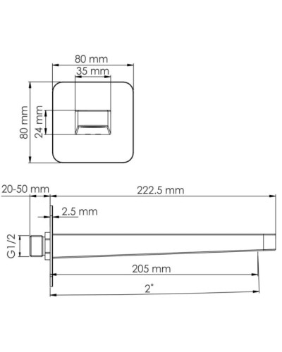 Излив для ванны 205 мм WasserKRAFT Schunter A308
