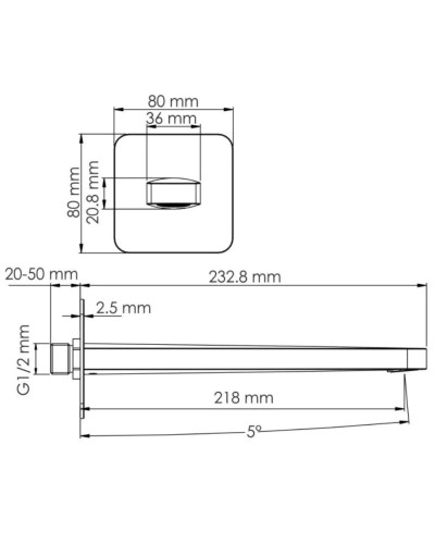 Излив для ванны 218 мм WasserKRAFT Neckar A279