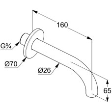 Излив для ванны 160 мм Kludi Bozz 3850553