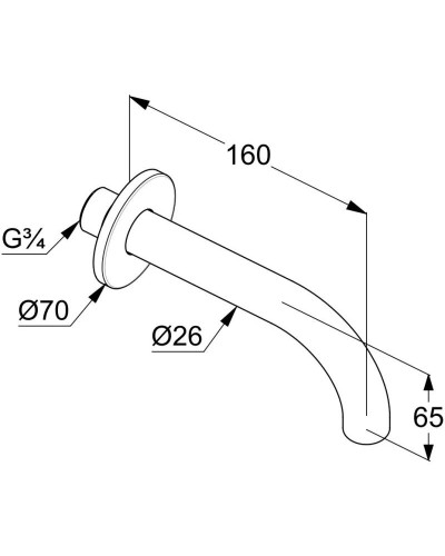 Излив для ванны 160 мм Kludi Bozz 3850553