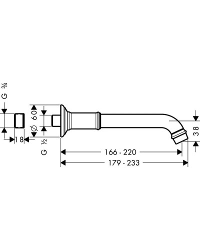 Излив для ванны 220 мм Axor Montreux 16541000