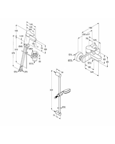 Комплект смесителей Kludi Pure Easy 376850565 Хром