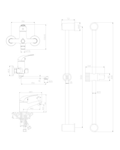 Комплект смесителей (3 в 1) Rossinka SET SET35-81