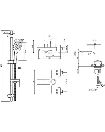 Комплект смесителей Orange Thermo T19-311cr с термостатом Хром