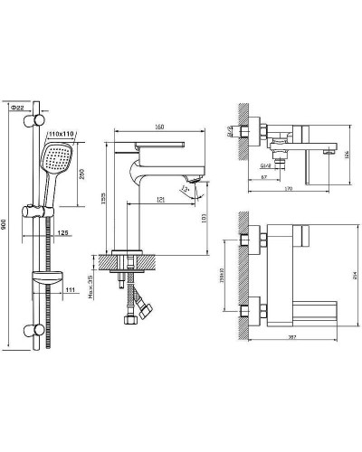 Комплект смесителей Orange Splito M36-311cr Хром
