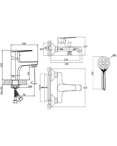 Комплект смесителей Orange Loop M26-311b Черный