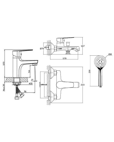 Комплект смесителей Orange Loop M26-311gd Золото