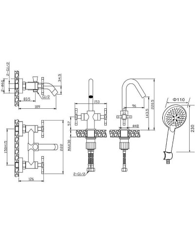 Комплект смесителей Orange Mia M34-311b Черный