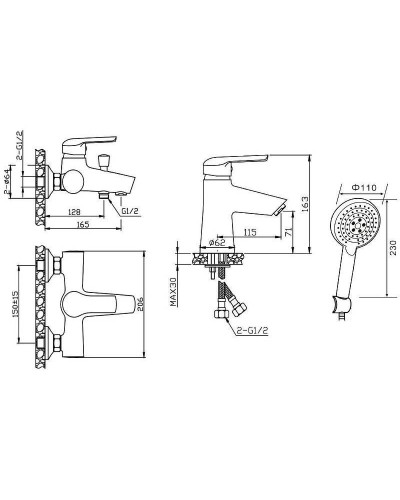 Комплект смесителей Orange Tony M54-311gr Графит