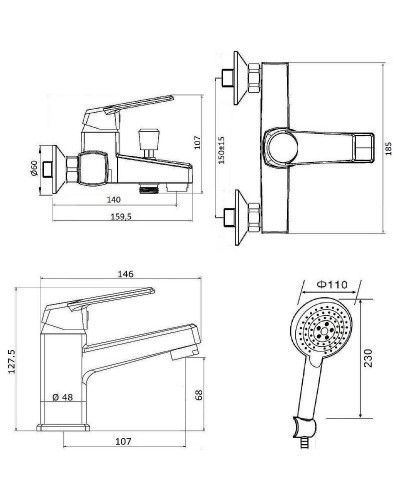 Комплект смесителей Orange OneLife P02-311b Черный