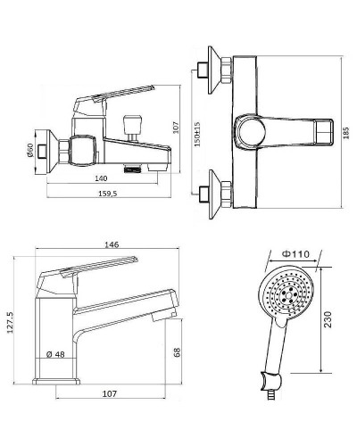 Комплект смесителей Orange OneLife P02-311w Белый