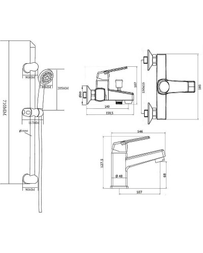 Комплект смесителей Orange OneLife P02-511B Черный матовый