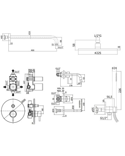 Комплект смесителей Paffoni Light KITLIG015BO006 Белый матовый
