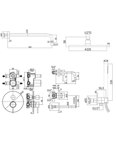 Комплект смесителей Paffoni Light KITLIG018NO006 Черный матовый