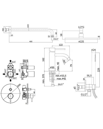 Комплект смесителей Paffoni Light KITLIG015NO071 Черный матовый