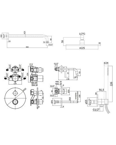 Комплект смесителей Paffoni Light KITLIQ018NO006 Черный матовый