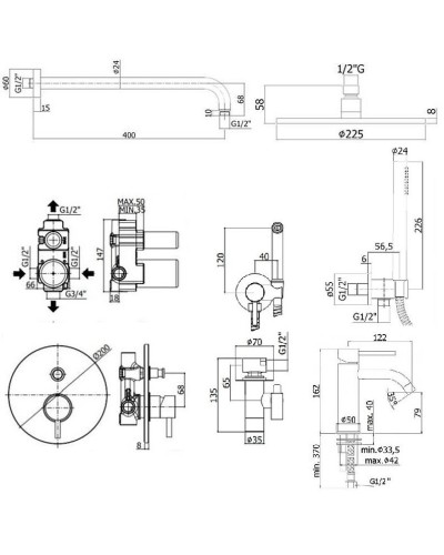Комплект смесителей Paffoni Light KITZLIG015CR071 Хром