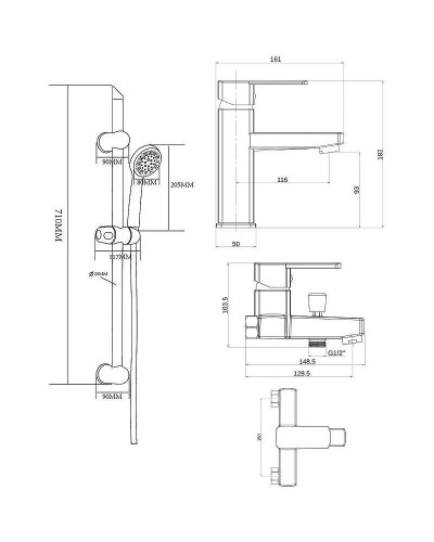 Комплект смесителей Orange OneLife P06-511b Черный матовый