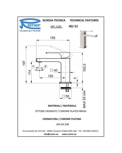 Комплект смесителей Remer Absolute AU05 + AU11