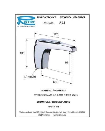 Комплект смесителей Remer Atmos A05 + A11
