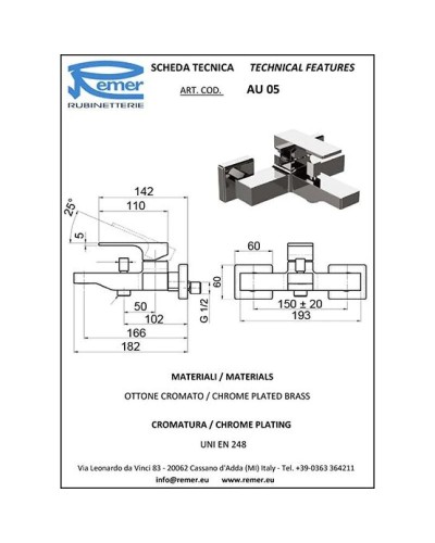 Комплект смесителей Remer Absolute AU05 + AU11