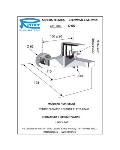Комплект смесителей Remer Dream D05 + D11