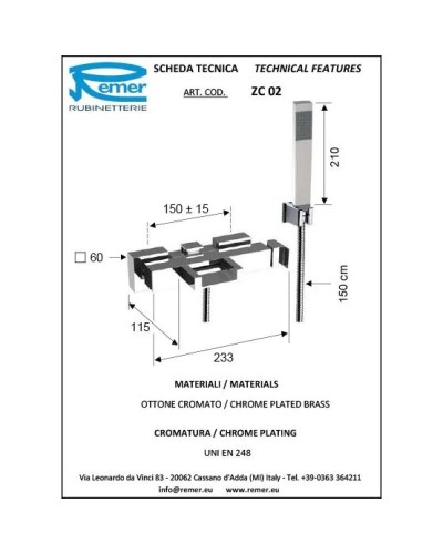 Комплект смесителей Remer Flash ZC02 + ZC11