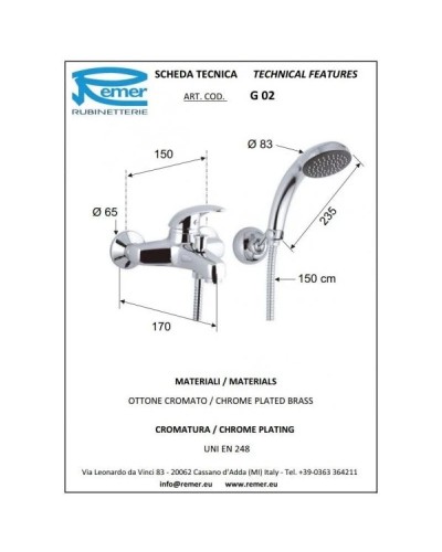 Комплект смесителей Remer Giga G02 + G11