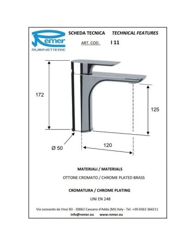 Комплект смесителей Remer Infinity I05 + I11