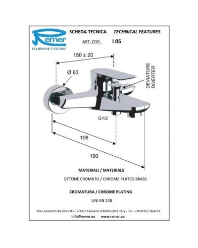 Комплект смесителей Remer Infinity I05 + I11