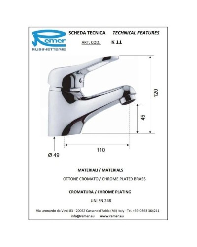 Комплект смесителей Remer Kiss K01 + K11
